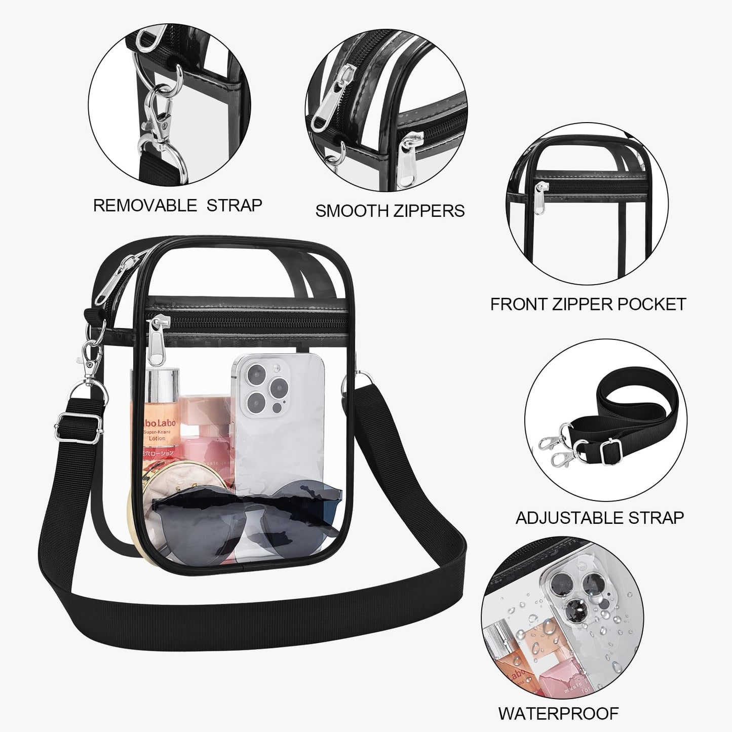 Optima Premium Clear Crossbody Stadium Bag - Compact & Approved