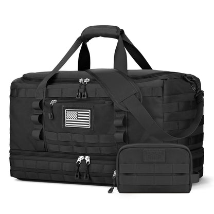 Optima Military Travel Duffel Bag with Shoe Compartment - Black
