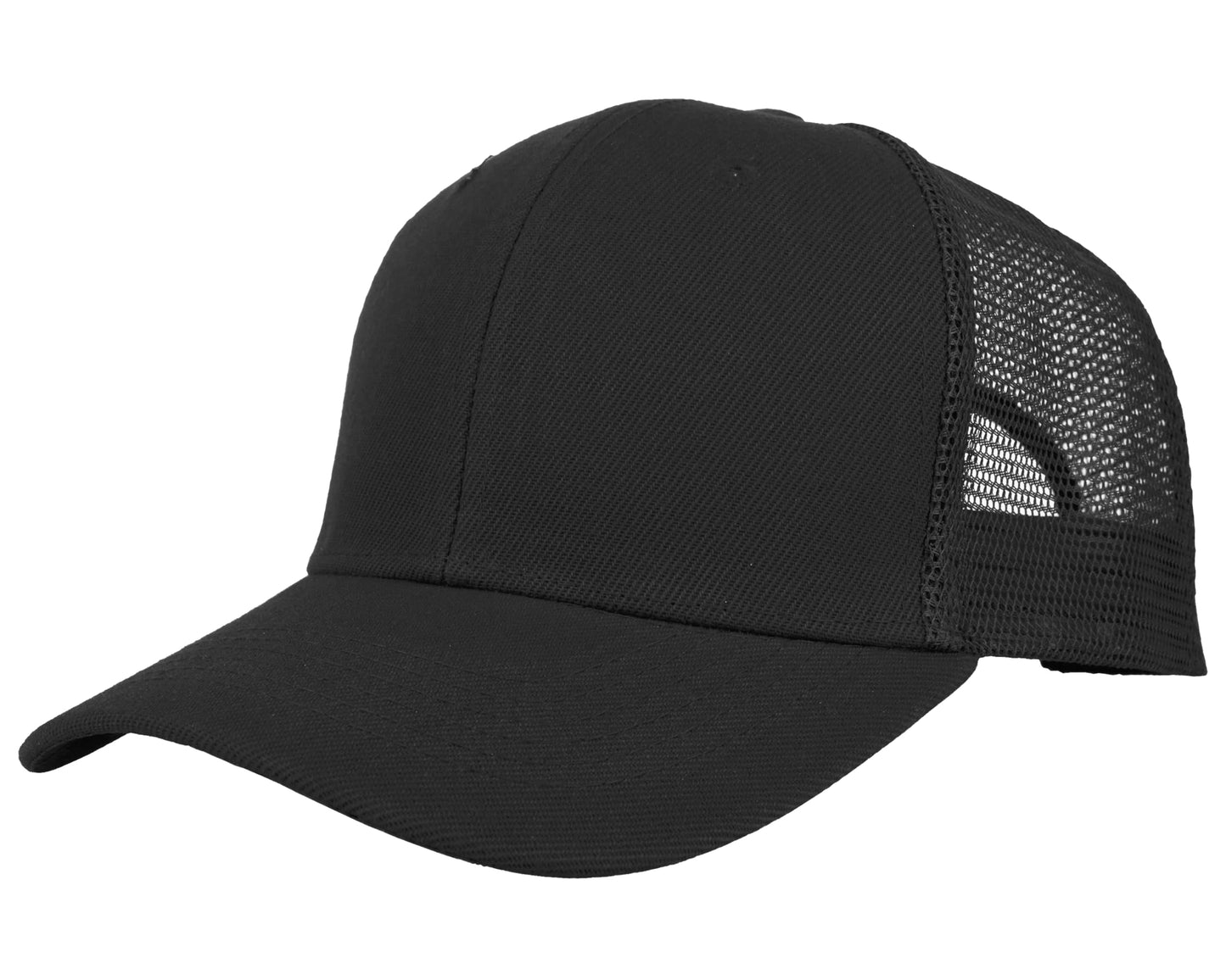 Optima Premium Mesh Trucker Cap - Structured Front, One Size, Black