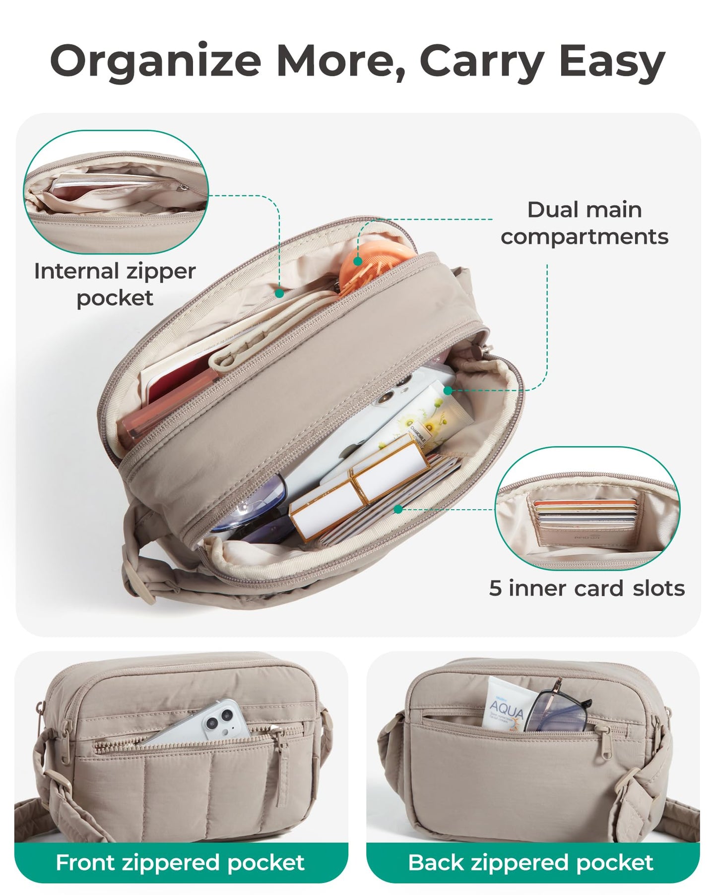 Optima Stylish Lightweight Crossbody Bag for Women - Brown