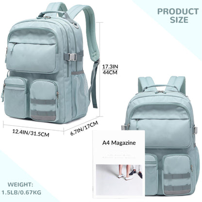 Optima Water-Resistant Backpack - Fits 15.6" Laptop, Grey Blue