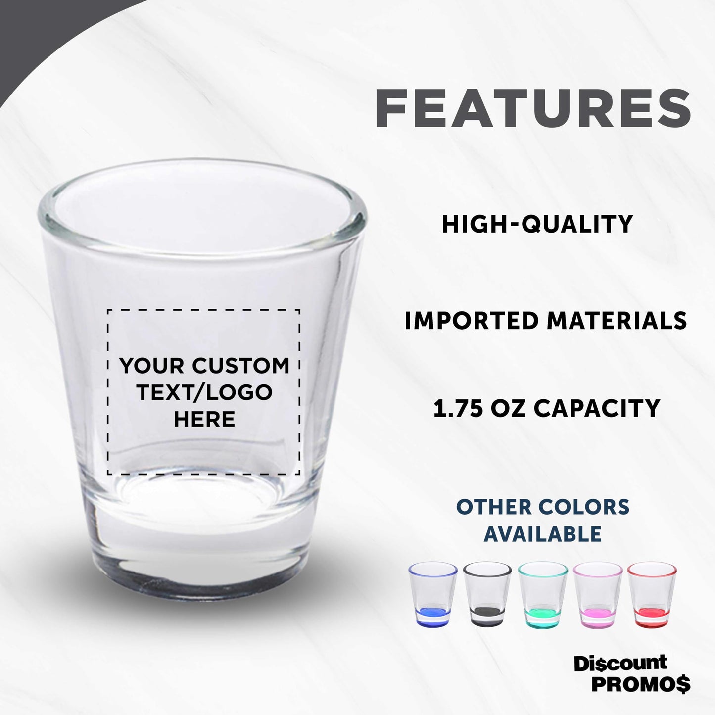 Optima Custom Shot Glasses Set - 1.75 oz, 100 Pack for Events