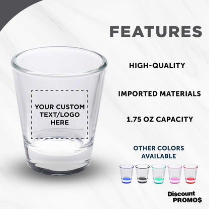 Optima Custom Shot Glasses Set - 1.75 oz, 100 Pack for Events