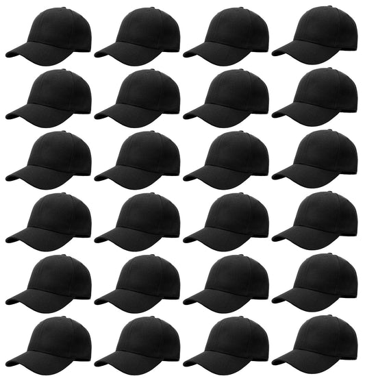 Optima Premium Adjustable Baseball Cap - 24-Pack Black