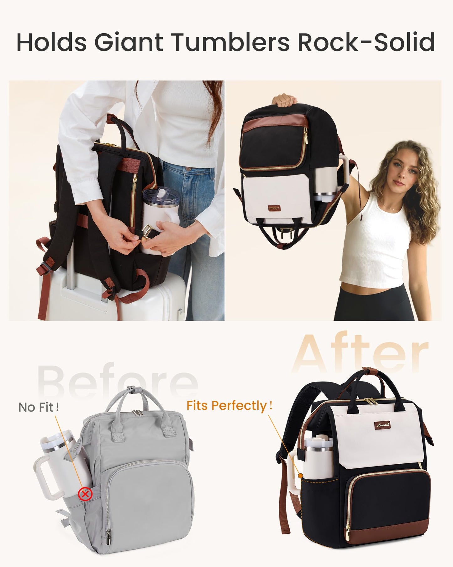 Optima Women's 15.6" Waterproof Laptop Backpack - Travel & Work Ready