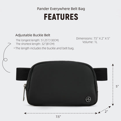 Optima Premium Fanny Pack - Black Polyester, Versatile Belt Bag
