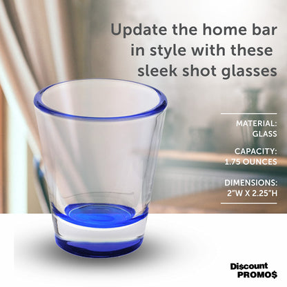 Optima Premium Shot Glasses Set - 1.75 oz, 10-Pack, Blue Bottom