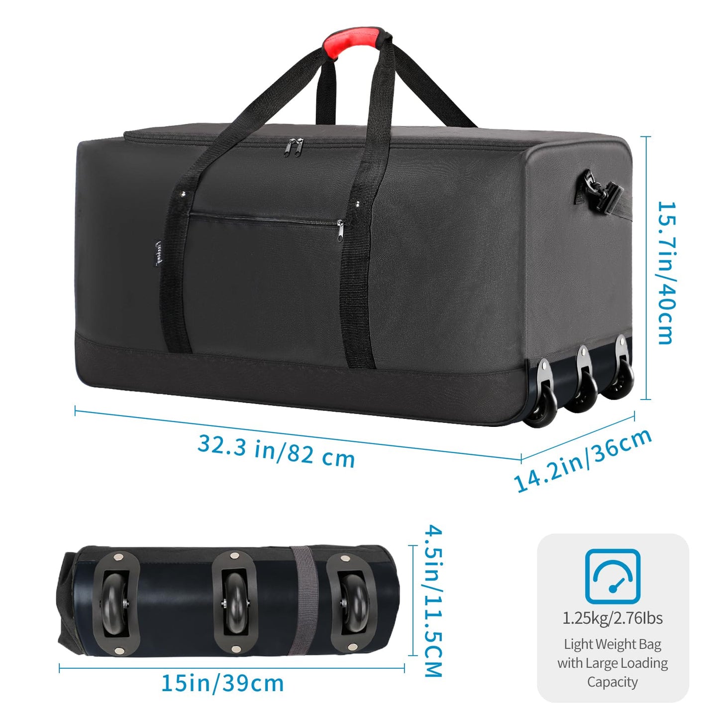Optima Premium 120L Rolling Duffel Bag - Lightweight & Durable