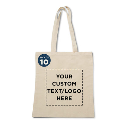Optima Premium Natural Cotton Tote Bags - Set of 100, Reusable