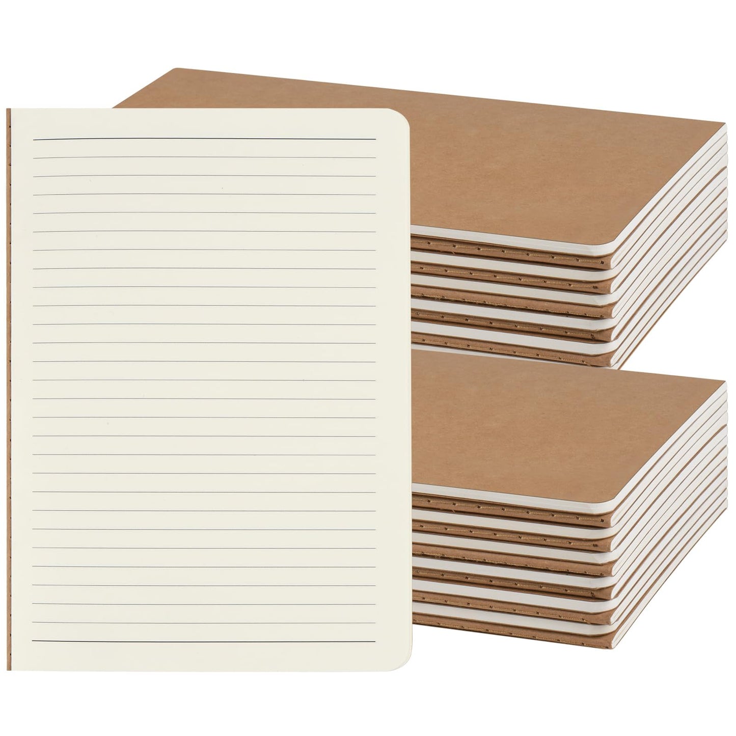 Optima Premium A5 Kraft Notebooks - 24 Pack, Lined Journals, 60 Pages