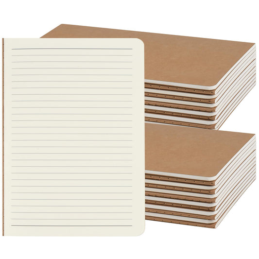 Optima Premium A5 Kraft Notebooks - 24 Pack, Lined Journals, 60 Pages