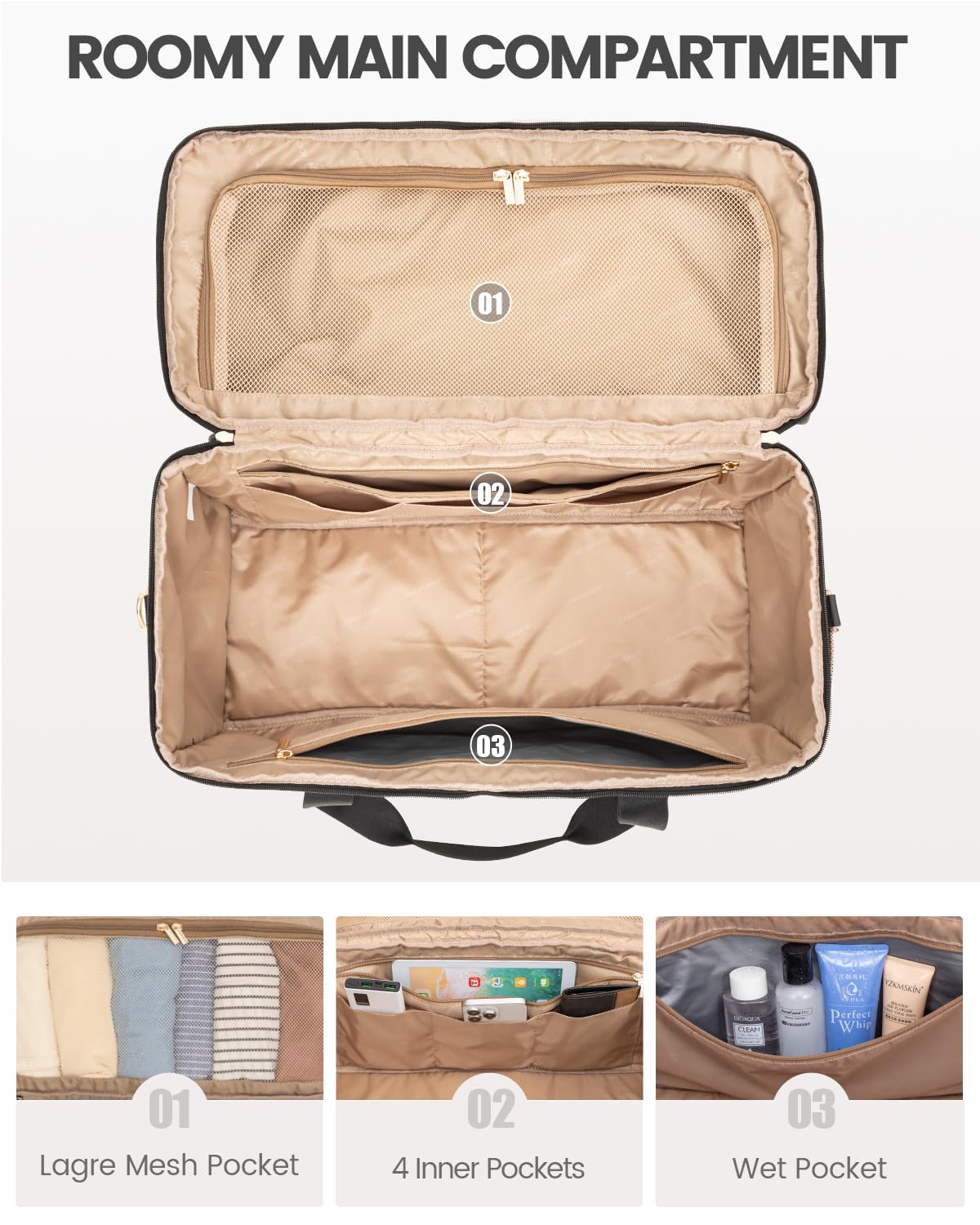Optima Premium Travel Duffle Bag - Weekender & Gym with Toiletry Set