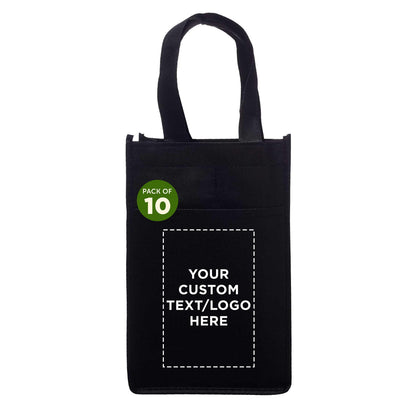Optima Premium Two Bottle Wine Carrier - Reusable Non-Woven Set of 10