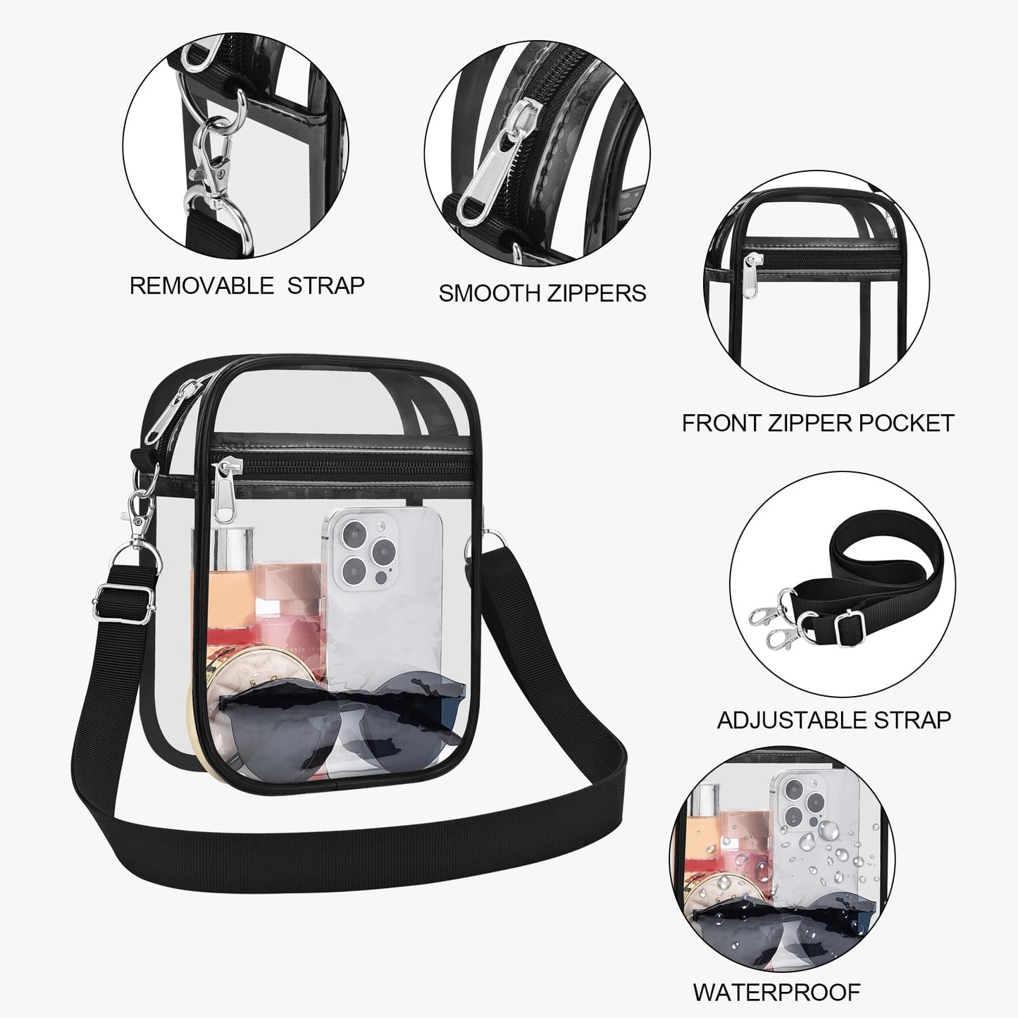Optima Premium Clear Crossbody Stadium Bag - Compact & Approved