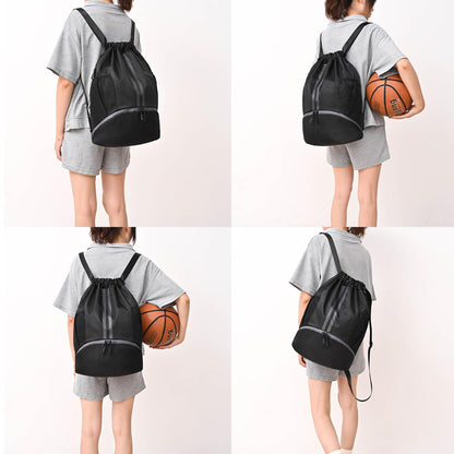 Optima Premium Large Drawstring Backpack - Black Gym Bag