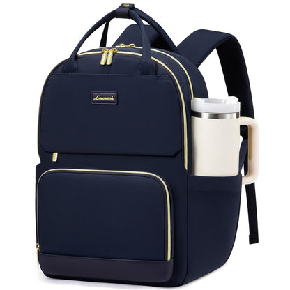 Optima Women's 15.6" Laptop Backpack with Tumbler Holder - Dark Blue