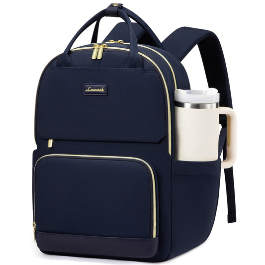 Optima Women's 15.6" Laptop Backpack with Tumbler Holder - Dark Blue