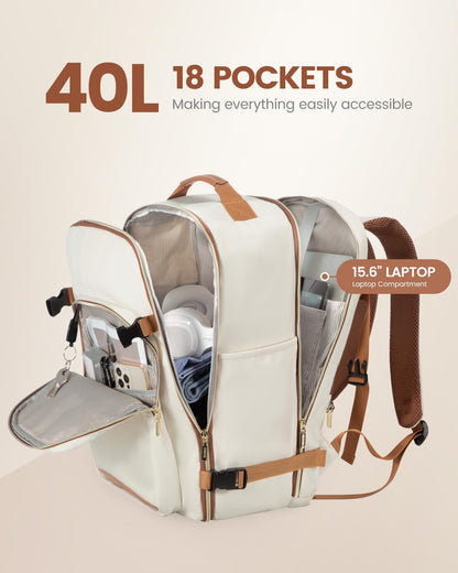Optima Premium Laptop Backpack - 15.6", Beige-Brown, Stylish & Functional