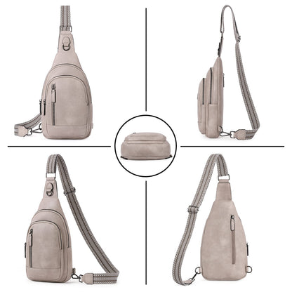 Optima Premium Leather Crossbody Backpack - One Size, Beige & Brown