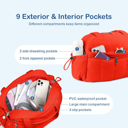 Optima Premium Travel Duffel Bag - Large Puffer Gym Tote with Wet Pocket