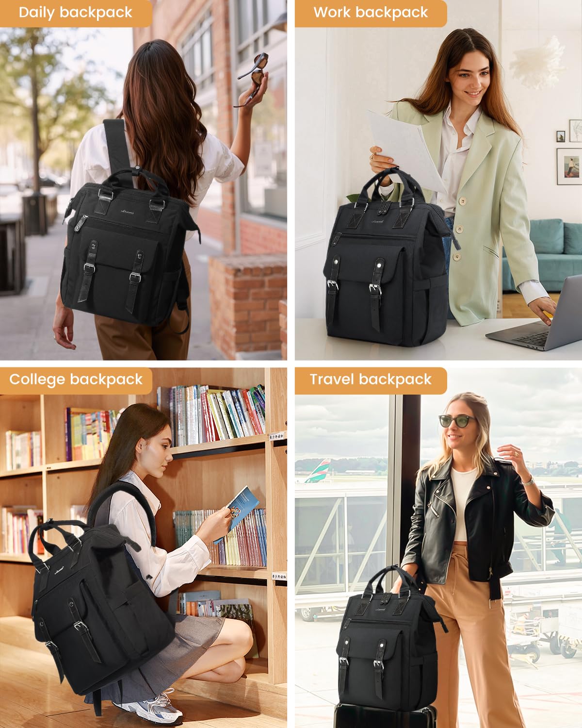Optima Women's 15.6 Inch Laptop Backpack - Travel & Work Ready