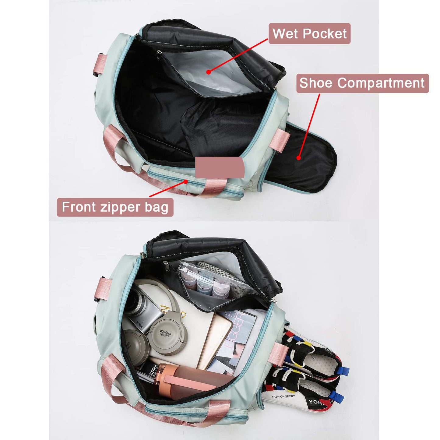 Optima Women's Small Duffle Bag with Shoe Compartment - Travel Ready