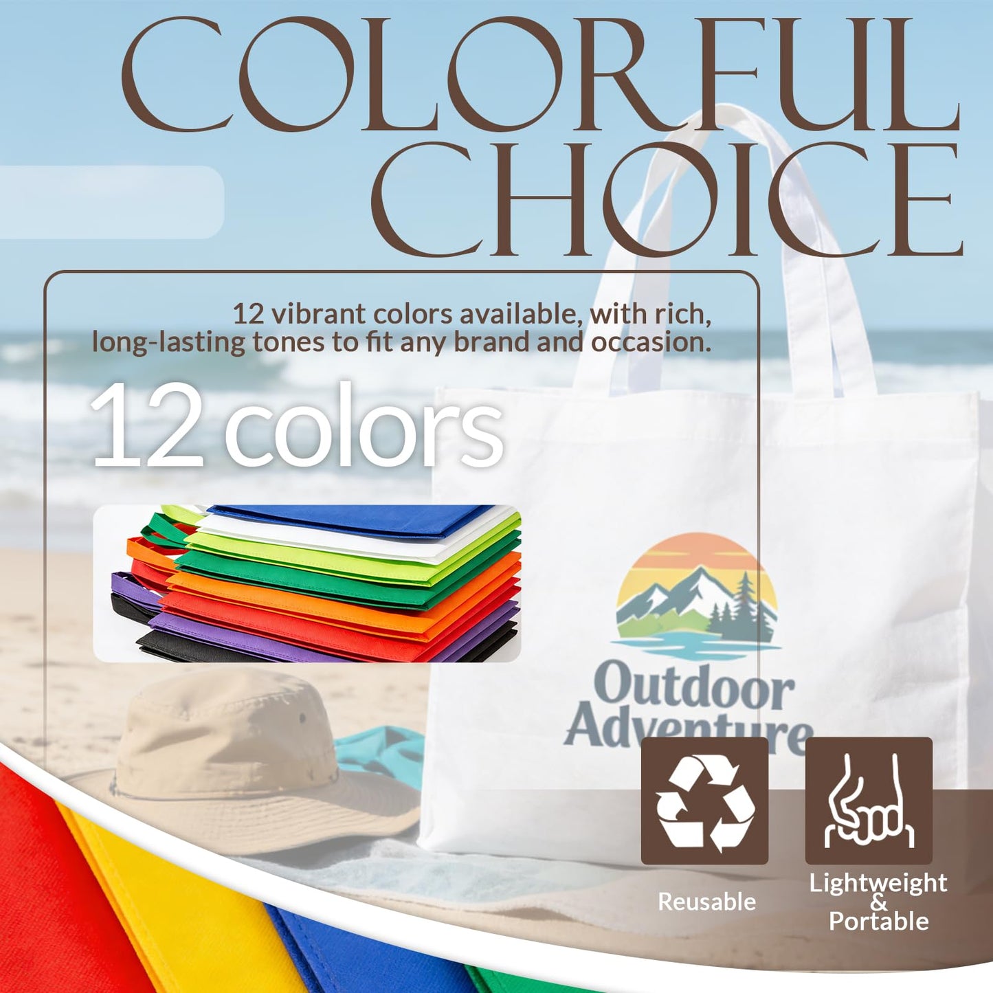 Optima Premium Non-Woven Tote Bag - 15” x 12” x 4” for Events