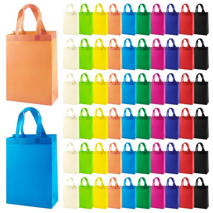 Optima Premium 60 Pack Reusable Non-Woven Tote Bags - 14x10x4 inches