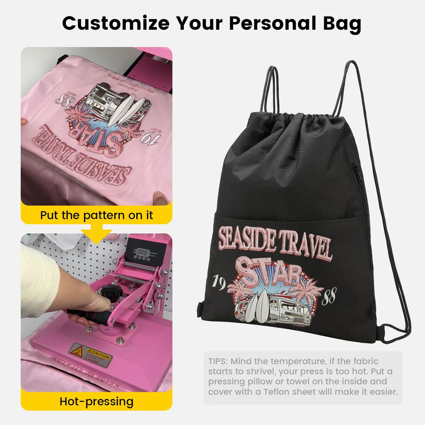 Optima Water-Resistant Drawstring Backpack with Side Pocket