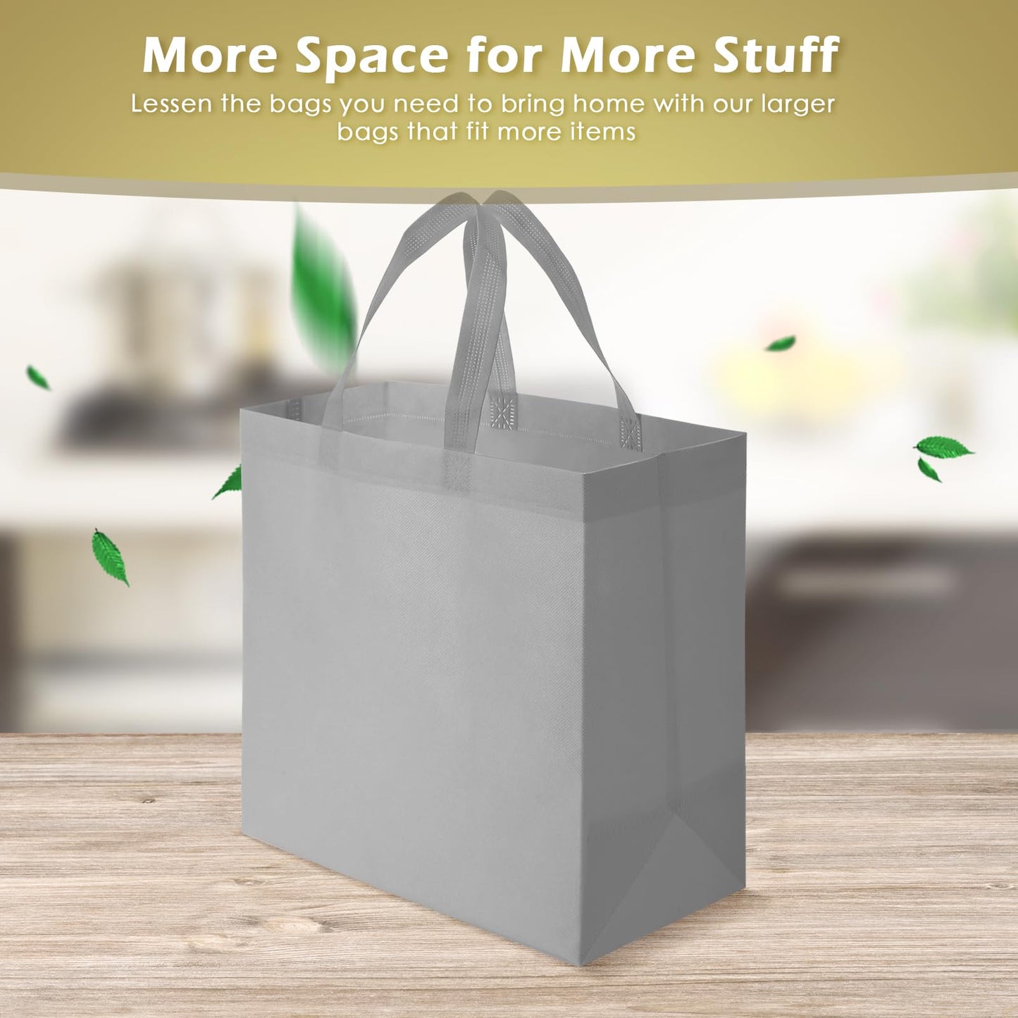 Optima Premium Reusable Tote Bags - 50 Pack Non-Woven Grocery Bags
