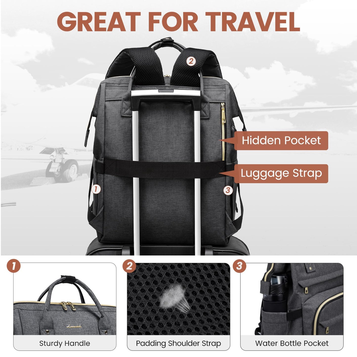 Optima Premium Travel Backpack - 40L, Beige-Khaki, Unisex Design