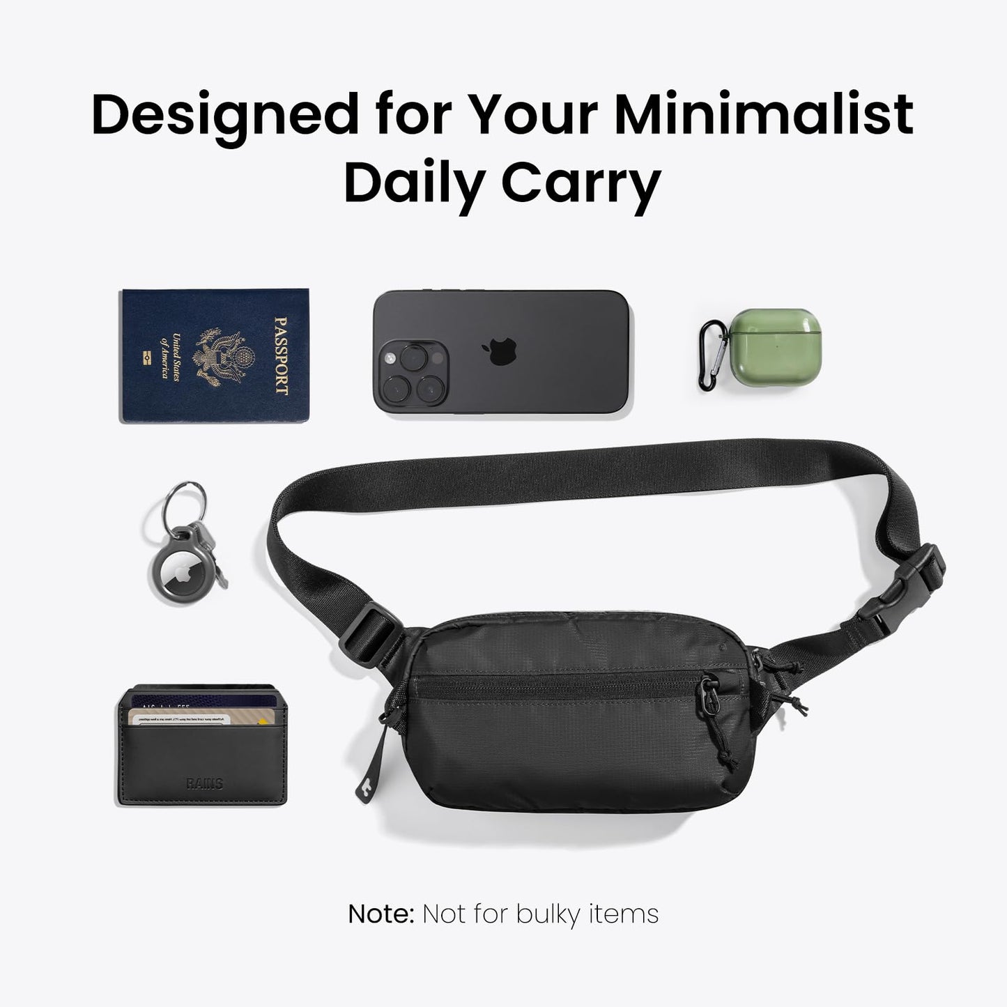 Optima Minimalist Sling Bag - 1.5L, RFID Blocking, Water-Resistant
