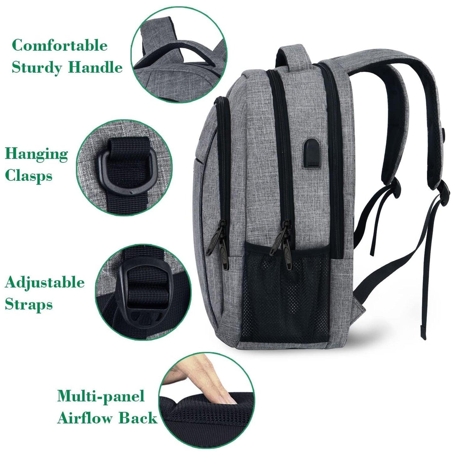 Optima Premium Travel Laptop Backpack - 15.6 Inch, Water Resistant
