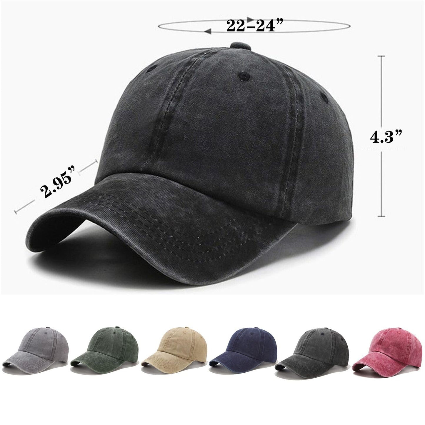Optima Vintage Washed Baseball Cap - Distressed Dad Hat, One Size