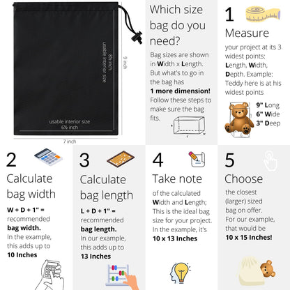 Optima Premium Nylon Drawstring Bags - 7x9 Inch Set of 6