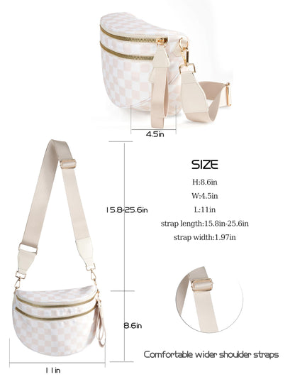 Optima Premium Checkered Nylon Crossbody Bum Bag - Medium Size