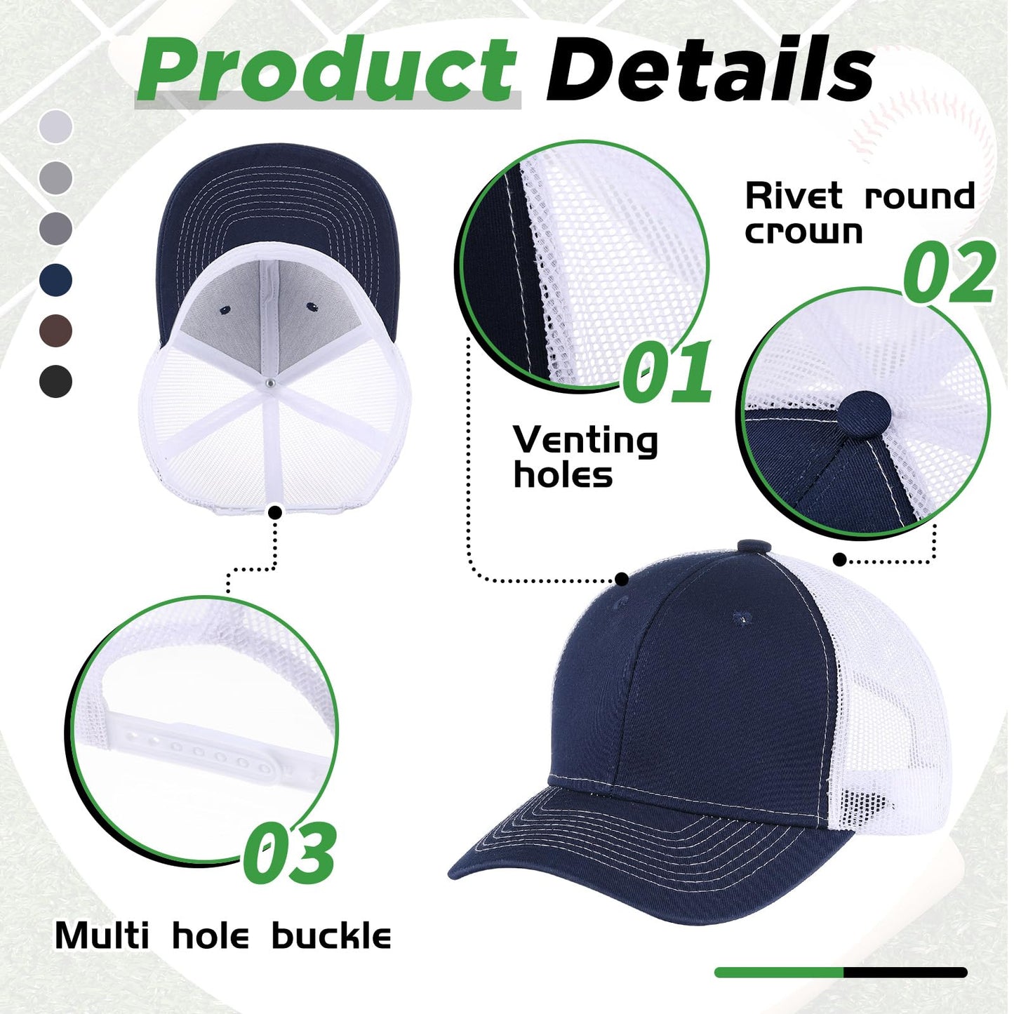 Optima Premium Adjustable Trucker Hat - 24 Pcs Blank Mesh Caps