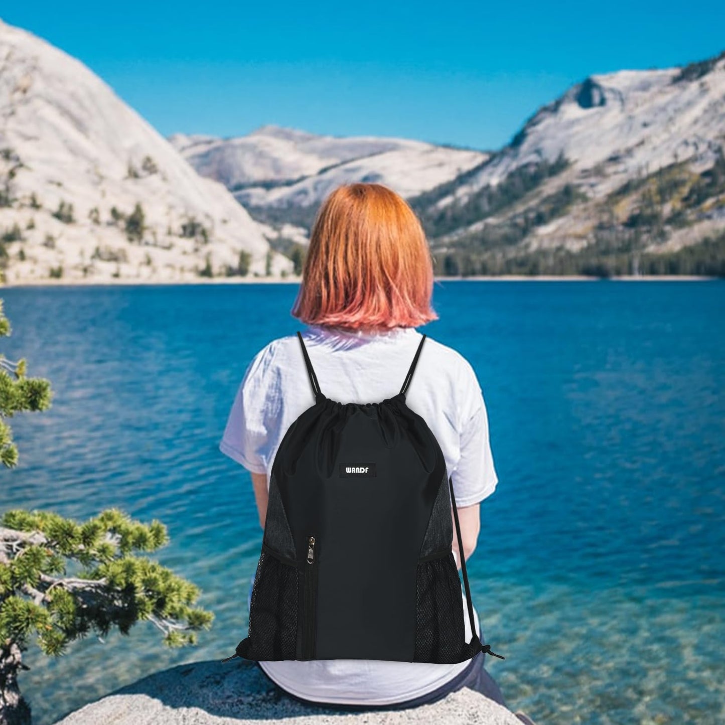 Optima Water-Resistant Drawstring Backpack with Mesh Pockets