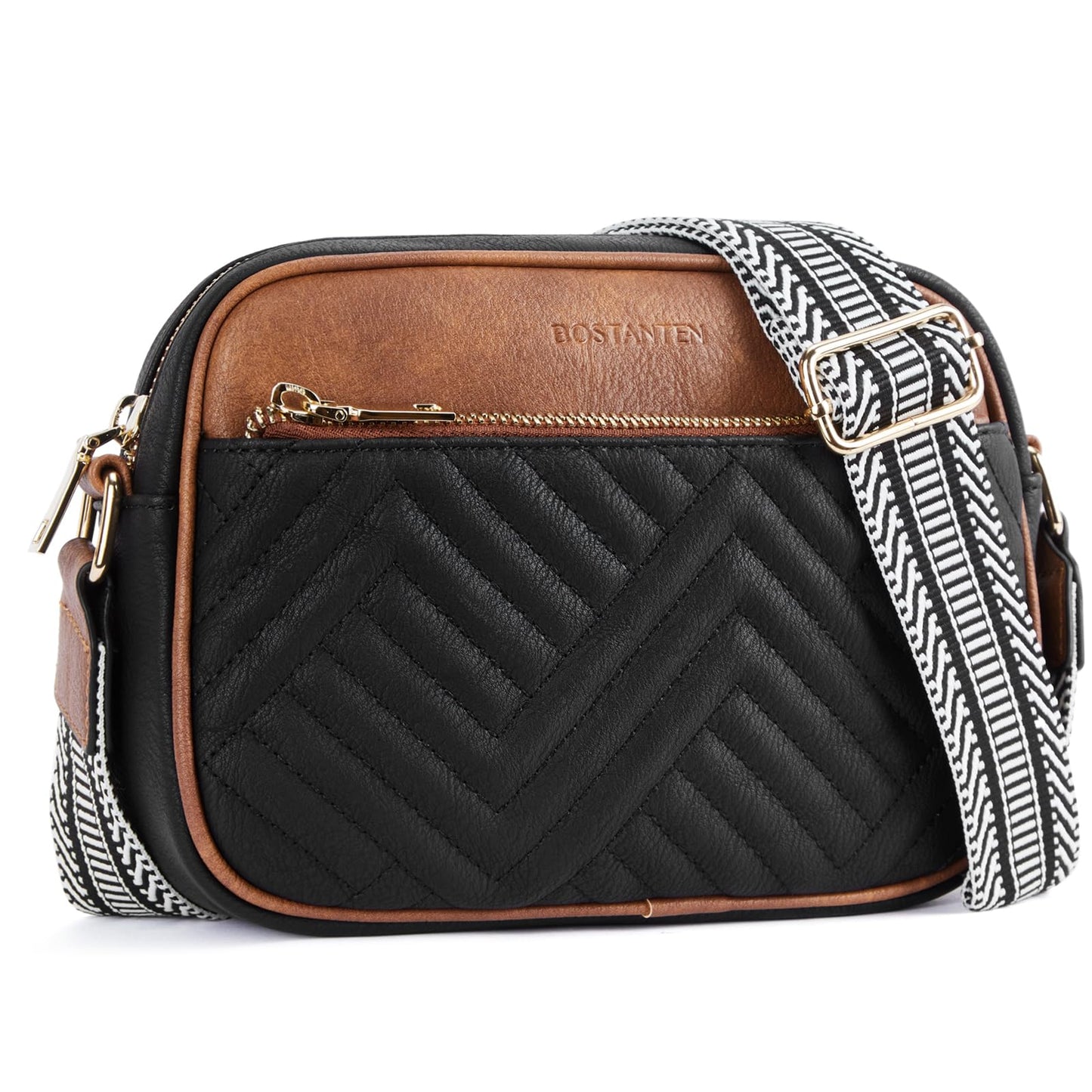 Optima Vegan Leather Crossbody Bag - Quilted Design, 9.5 inches