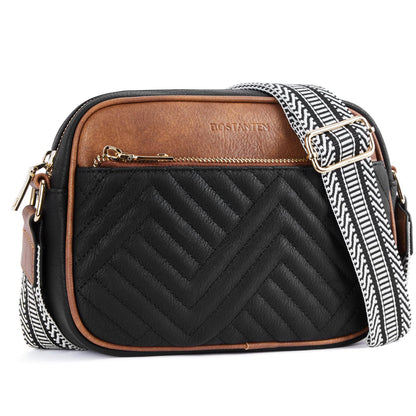 Optima Vegan Leather Crossbody Bag - Quilted Design, 9.5 inches