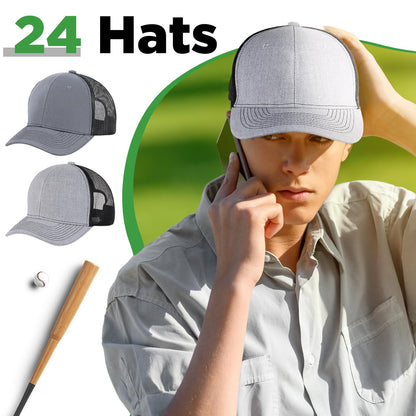 Optima Premium Adjustable Trucker Hat - 24 Pcs Blank Mesh Caps