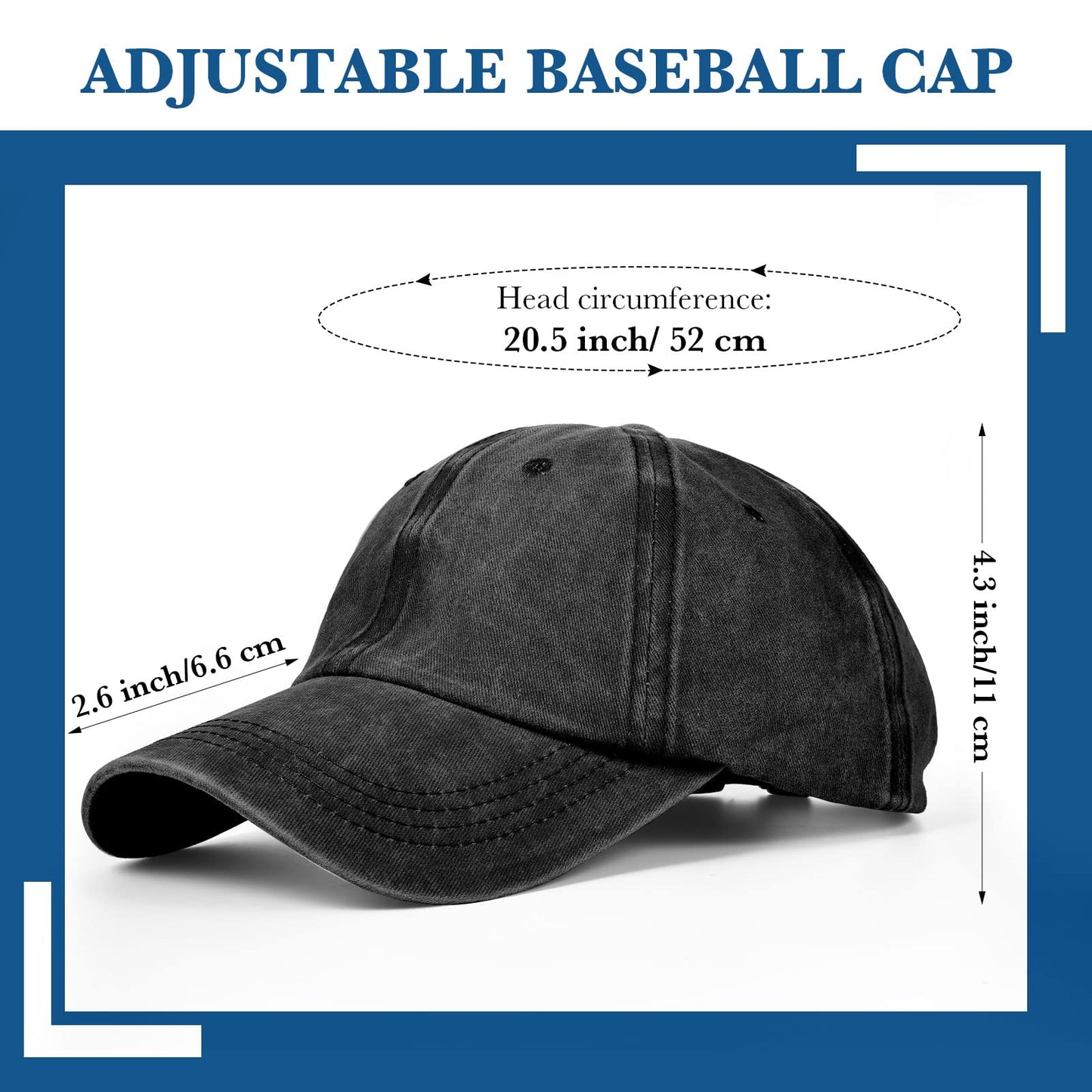 Optima Adjustable Cotton Baseball Caps - 12 Pcs for Outdoor Activities