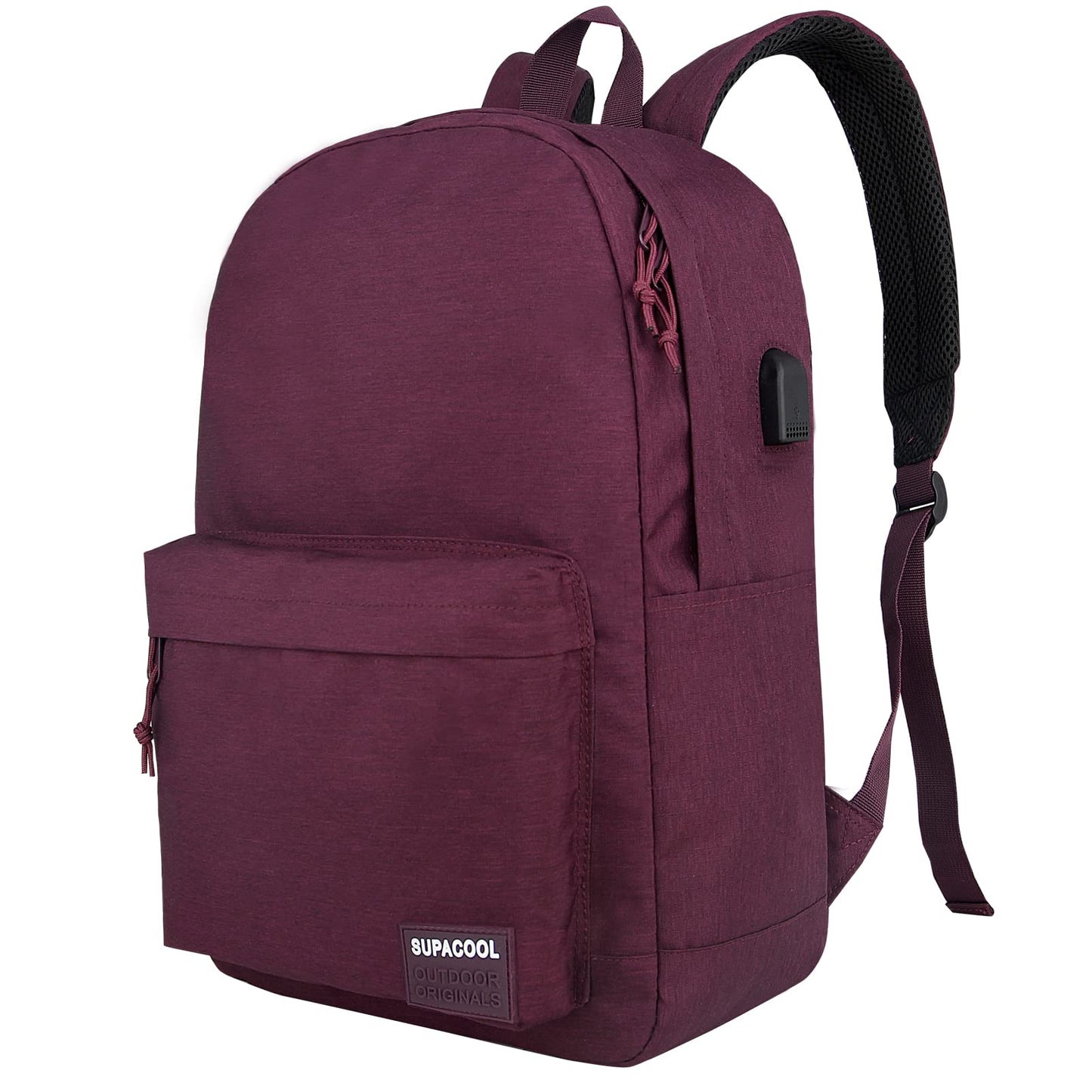 Optima Premium Casual Laptop Backpack - 20L, USB Charging, All Black