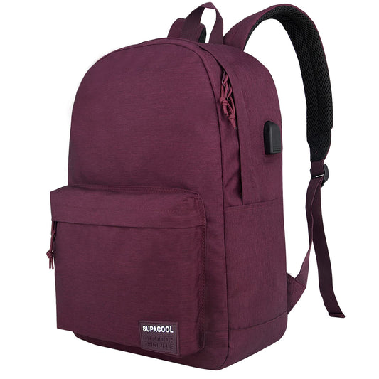 Optima Premium Casual Laptop Backpack - 20L, USB Charging, All Black