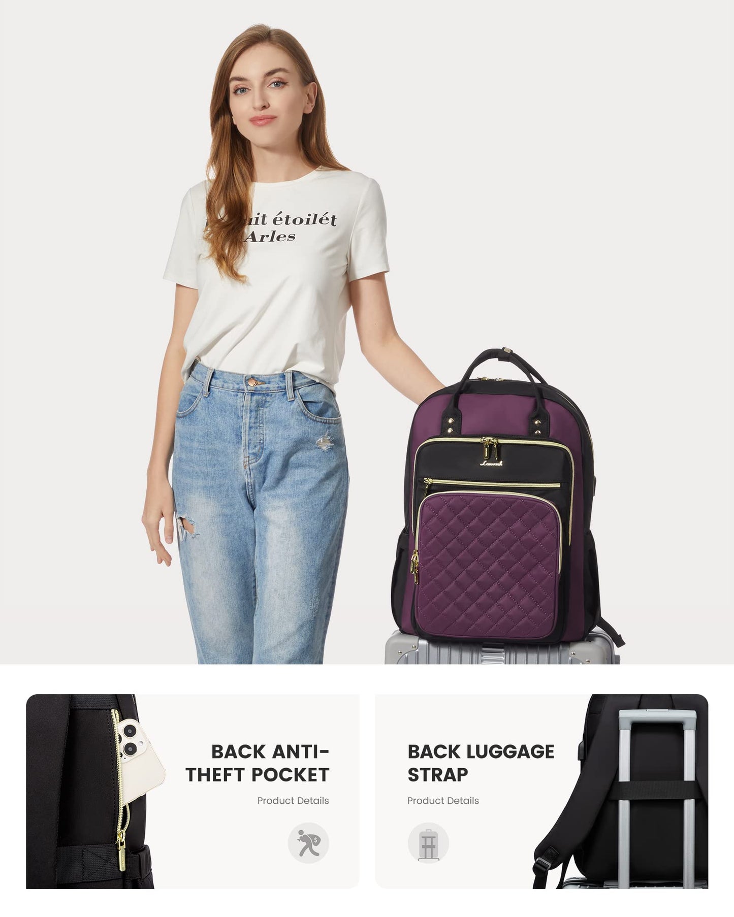 Optima Women's 15.6-Inch Laptop Backpack - Travel & Work Ready