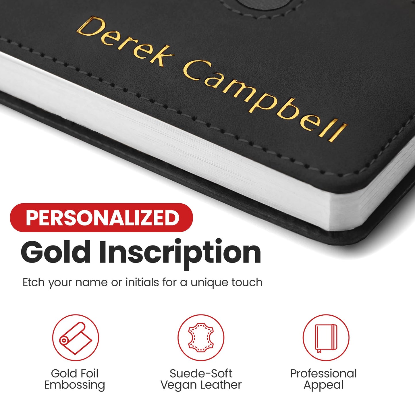 Optima Premium A5 Leather Bound Journal - Custom Embossed Notebook