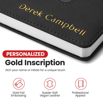Optima Premium A5 Leather Bound Journal - Custom Embossed Notebook