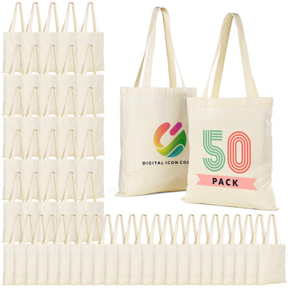 Optima Premium Canvas Tote Bag - 13x15 Inches, 50 Pack, Reusable