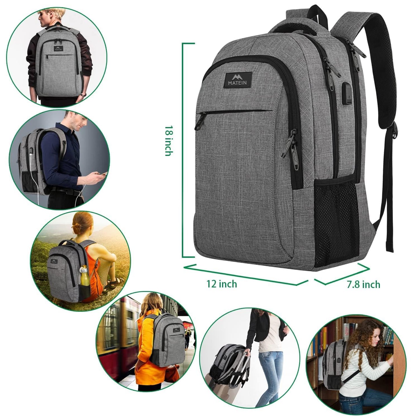 Optima Premium Travel Laptop Backpack - 15.6 Inch, Water Resistant