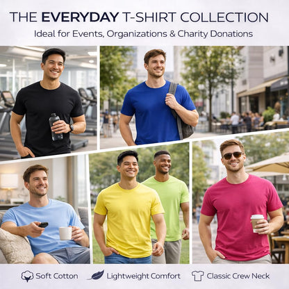 Optima Premium Men's Cotton Crew Neck T-Shirts - 36 Pack, Medium